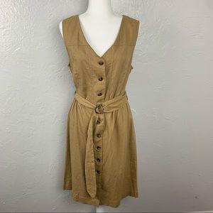 Mossimo tan linen blend midi dress sz Large